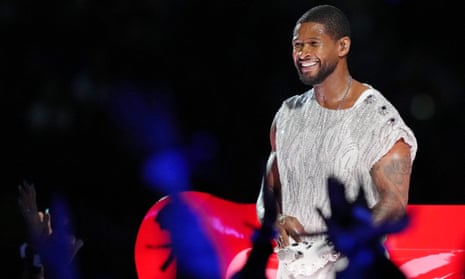 Usher’s Super Bowl half-time show review – a frenetic, daring