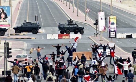 People take part in a pro-democracy protest in Manama, Bahrain, in 2011.
