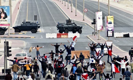 People take part in a pro-democracy protest in Manama, Bahrain, in 2011. 