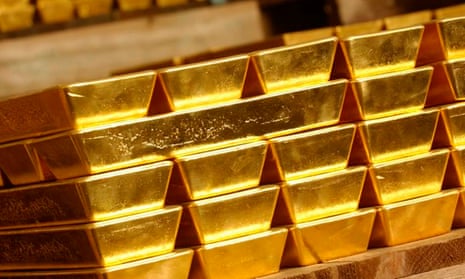 Gold bars stored in a vault