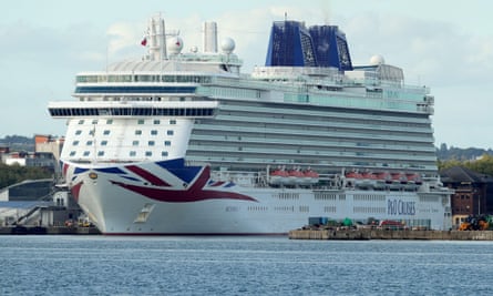 The P&O cruise Ship Britannia seen moored in Southampton in 2022.