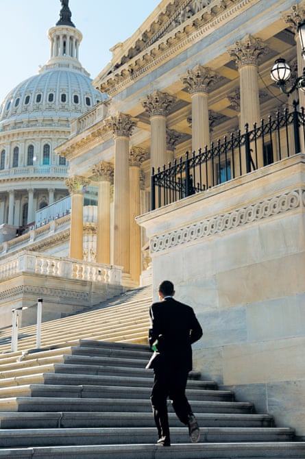 Nov 2005 A young Obama ascends the Capitol steps