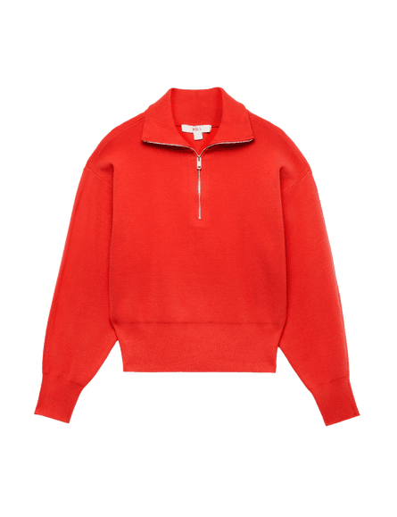 Red half zip jumper