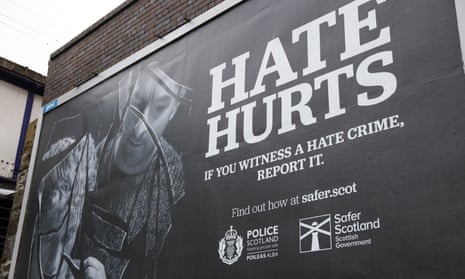A billboard advises the public on the new Hate Crime and Public Order (Scotland) Act in Glasgow.