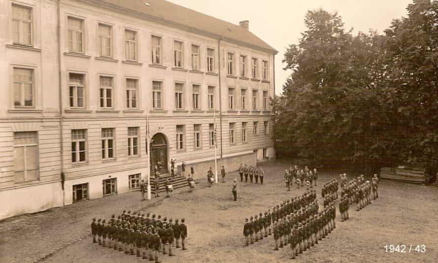 Rollcall and saluting the flag at NPEA Rügen around 1942.
