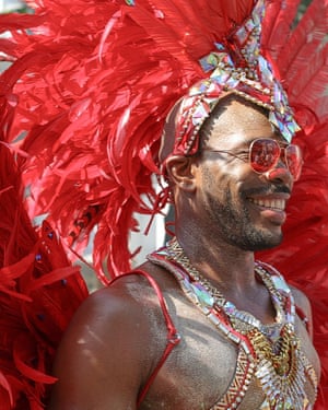 Masquerade dancers in action at the Notting Hill carnival