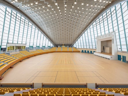 Dramatic … the 1970s parabolic concrete shell of the Grande Nef Lucien-Belloni has been renovated as a gymnastics training venue.