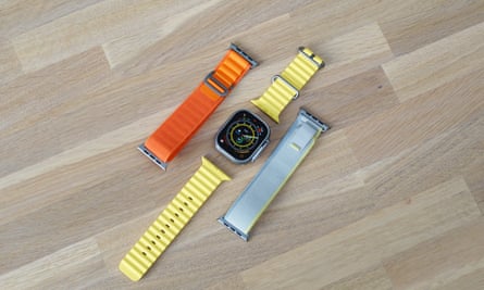 The alpine loop, trail loop and ocean band of the Apple Watch Ultra.
