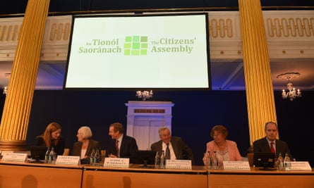 A Citizens’ Assembly meeting in 2016, including (from left) its secretary Sharon Finegan, chair Mary Laffoy and the then taoiseach, Enda Kenny.