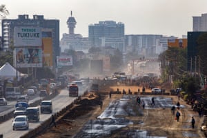 Construction of the new expressway in Westlands, central Nairobi, August 2021