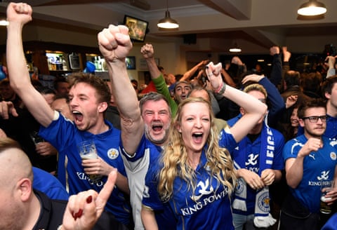 Leicester supporters celebrate their first-ever Premier League title.