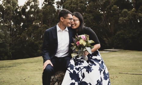 Damoon and Mengzhu in Hobart, Tasmania, before their wedding in December 2020.