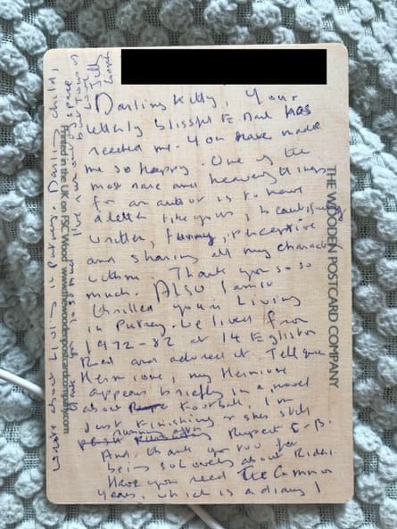 Jilly Cooper’s postcard to Kitty.