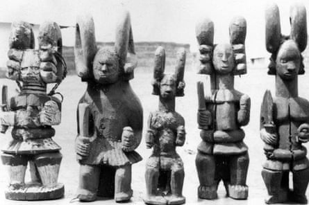 Artefacts seized by Nigerian police during a raid in 1970 in Taraba state.