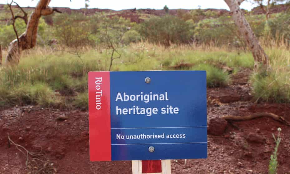 Rio Tinto sign barring entry to 'Aboriginal heritage site' at Juukan Gorge