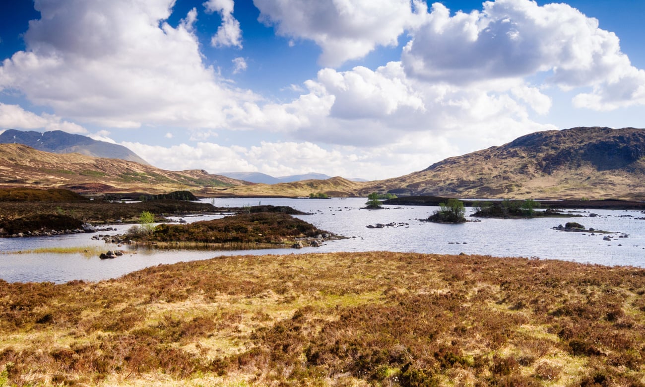 The lakes of Lochan na h-Achlaise in the West Highlands of Scotland … peat bogs offer clues to the past in Val McDermid’s Broken Ground.