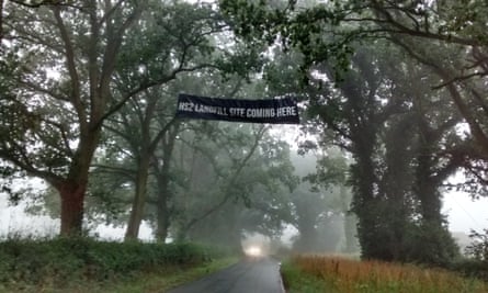 An anti-HS2 banner in Potter Row, near South Heath, Buckinghamshire, close to the proposed route.