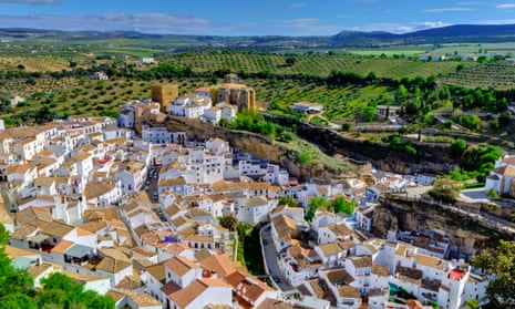 The dramatic Andalucían hill town of Setenil de las Bodegas, which has houses built into its overhanging rocks