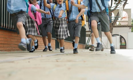 Schoolchildren running
