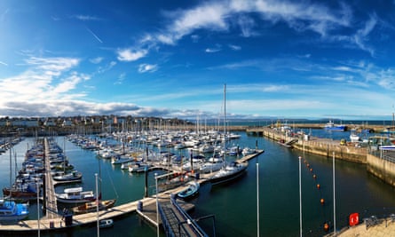 The massed masts of Bangor Marina.