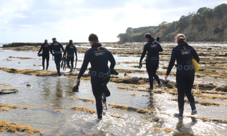 Students train in kaimoana (seafood) gathering with Drowning Prevention Auckland
