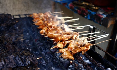 Chicken and pork barbecued Filipino style.