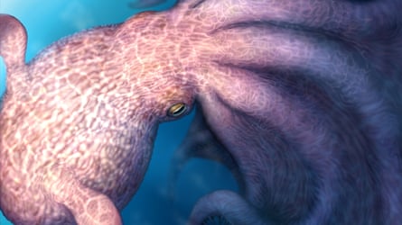 Illustration of a giant “kraken-like” octopus.