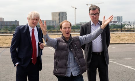 Boris Johnson (Richard Goulding), Dominic Cummings (Benedict Cumberbatch) and Michael Gove (Oliver Maltman) in Brexit: The Uncivil War.