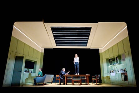 Humanity and compassion … Jasper Talbot, Jamie Glover and Rosamund Pike in Inter Alia, designed by Miriam Buether.