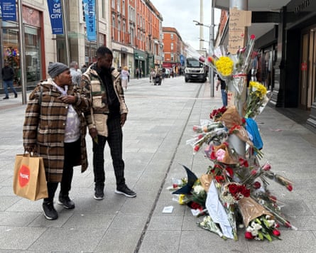 Flowers laid in Dublin city centre for Yves Sakila
