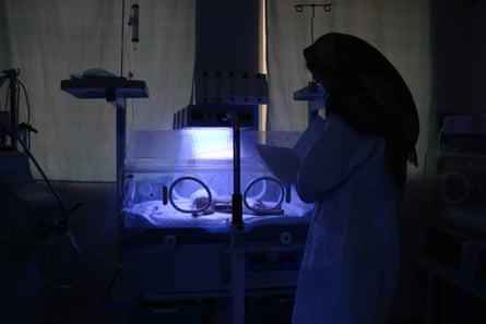 A newborn baby on a maternity ward in Herat in February