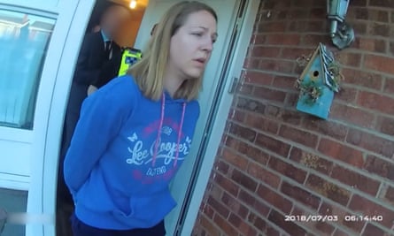 Police body camera footage of Lucy Lebby during her arrest.