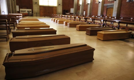 Coffins in the San Giuseppe church in Seriate