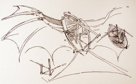 Leonardo da Vinci’s (1452-1519) drawing for a flying boat. 
