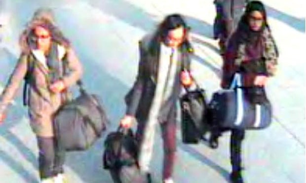 CCTV issued by the Metropolitan police of (left to right) 15-year-old Amira Abase, Kadiza Sultana, 16, and Shamima Begum before they caught a flight to Turkey in 2015 to join Islamic State.
