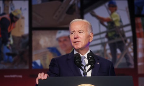 Joe Biden during his speech to the North America's Building Trades Unions legislative conference in Washington DC.