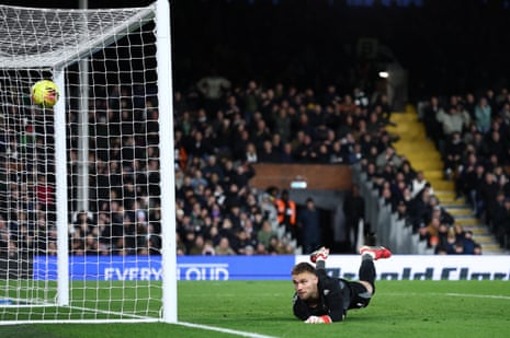 Brighton’s keeper Bart Verbruggen is beaten by Harry Wilson’s free-kick which puts the home side ahead in the dying minutes of the game.