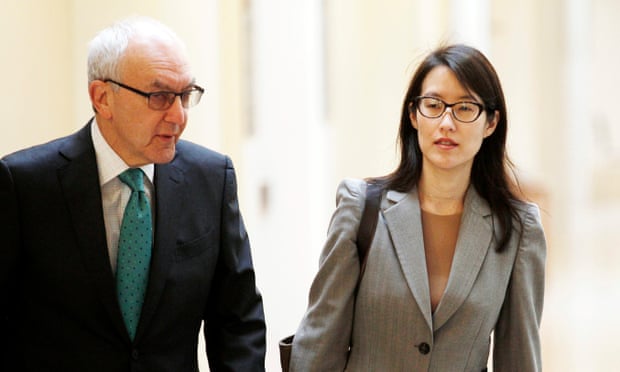 Ellen Pao and her attorney Alan Axelrod walk to their courtroom before the start of her trial in February 2015. Paoi was seeking $16m for discrimination by her employer, Silicon Valley VC firm Kleiner Perkins Caufield & Byers