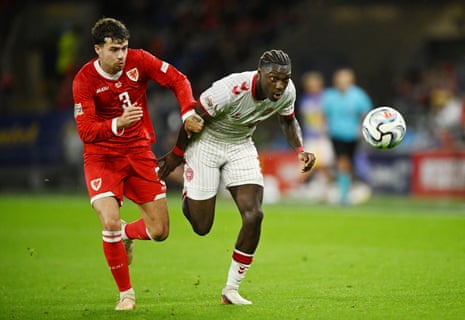 Denmark's Mohamed Daramy chases the ball.