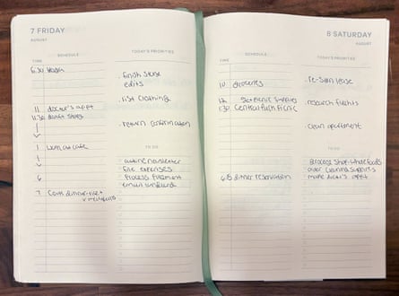 Inside pages of a Papier daily planner.