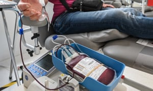 A blood and plasma donor. Photograph: Denis Charlet/AFP via Getty Images