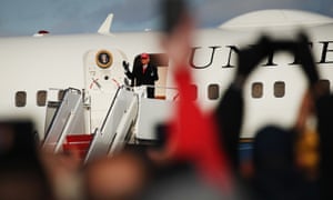 Donald Trump arrives at a rally on 2 November 2020 in Avoca, Pennsylvania.