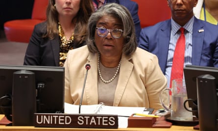 Linda Thomas-Greenfield speaking at the UN in New York on Thursday