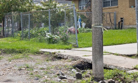 The telltale signs of subsidence are all over Village de L’Est in New Orleans, Louisiana. As the ground sinks, it pulls away from slab foundations and street maintenance holes and causes driveways to crack.