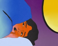 An illustration of a person cozied up under blankets