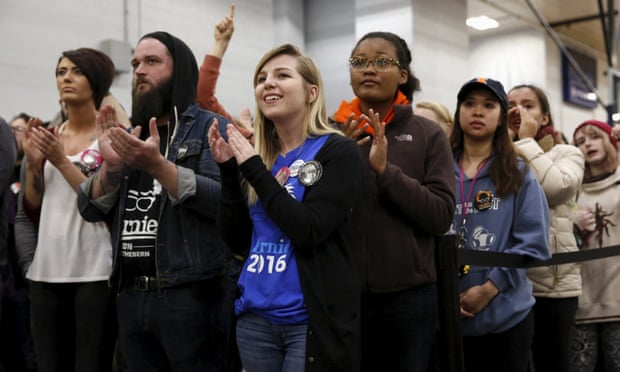 Supporters cheer Bernie Sanders at a university rally in Chicago this month.