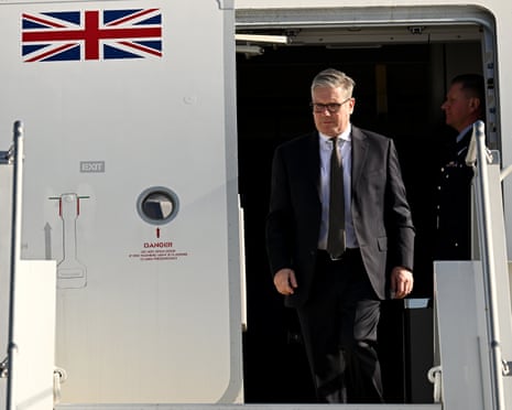 Prime minister Sir Keir Starmer arrives at OR Tambo international airport ahead of the G20 summit in Johannesburg, South Africa, on Friday.