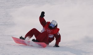 Winter Olympics 2022 Day Five: Shiffrin Out Of Slalom; Snowboard Cross Final – Live! - The Guardian 6 Liam Gill skids in the halfpipe.