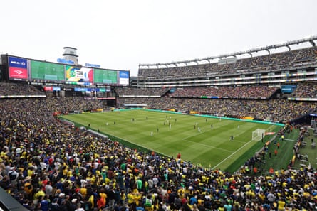 A general view of Gillette Stadium during a soccer match.