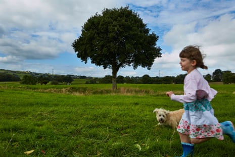 Oak tree and child, September